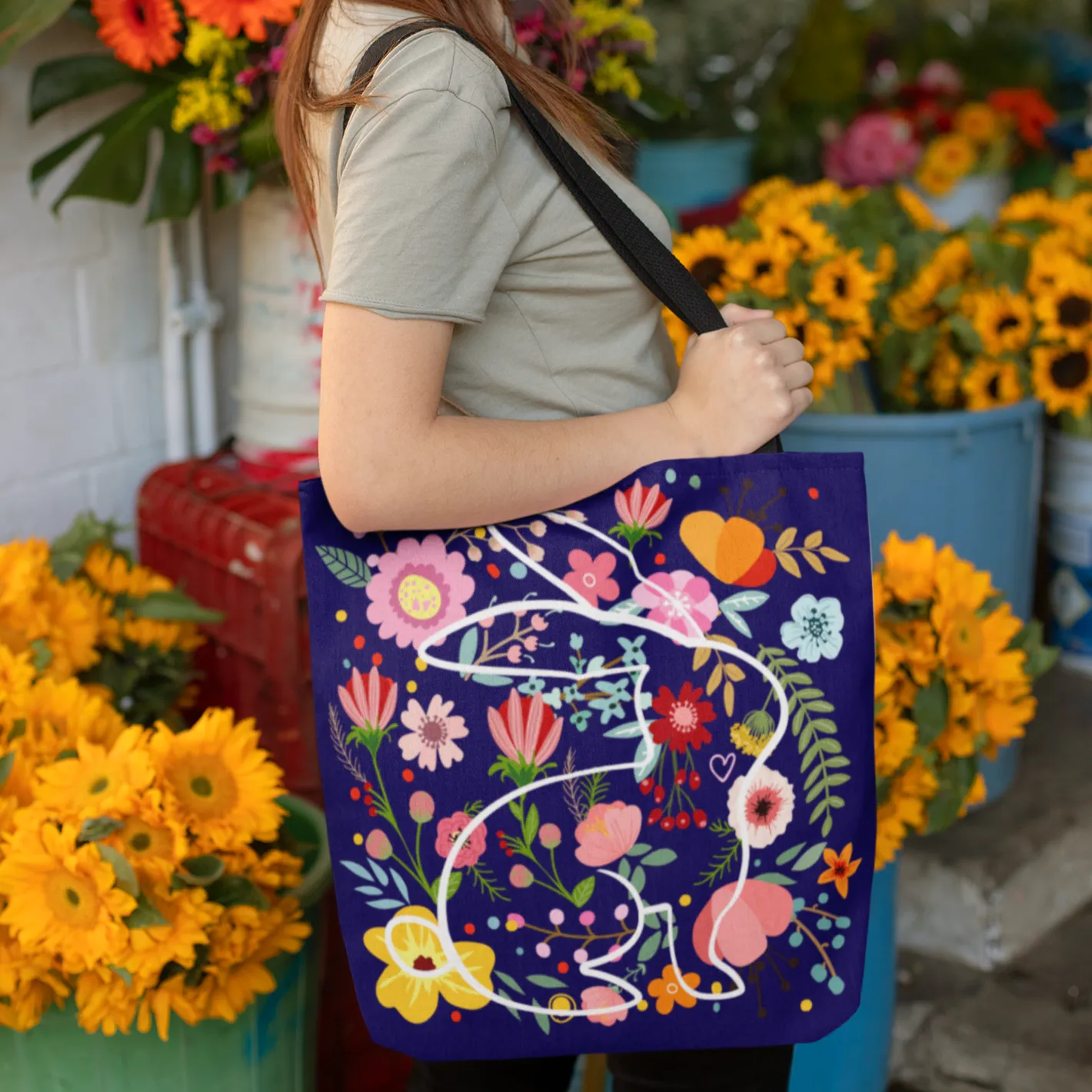 Bunny Blossom Tote Bag by Bunny Affair
