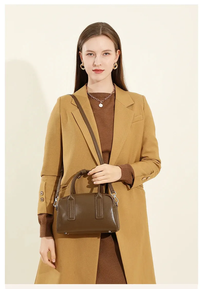 Burminsa Vintage Genuine Leather Pillow Small Shoulder Bags For Women 2025 Luxury Designer Crossbody Purses Tote Ladies Handbags