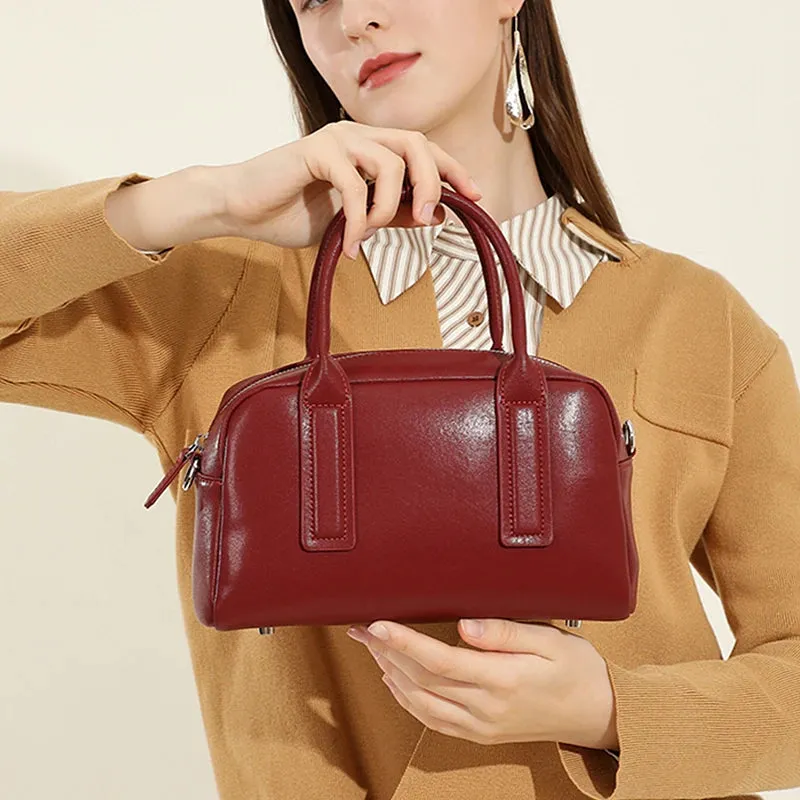 Burminsa Vintage Genuine Leather Pillow Small Shoulder Bags For Women 2025 Luxury Designer Crossbody Purses Tote Ladies Handbags