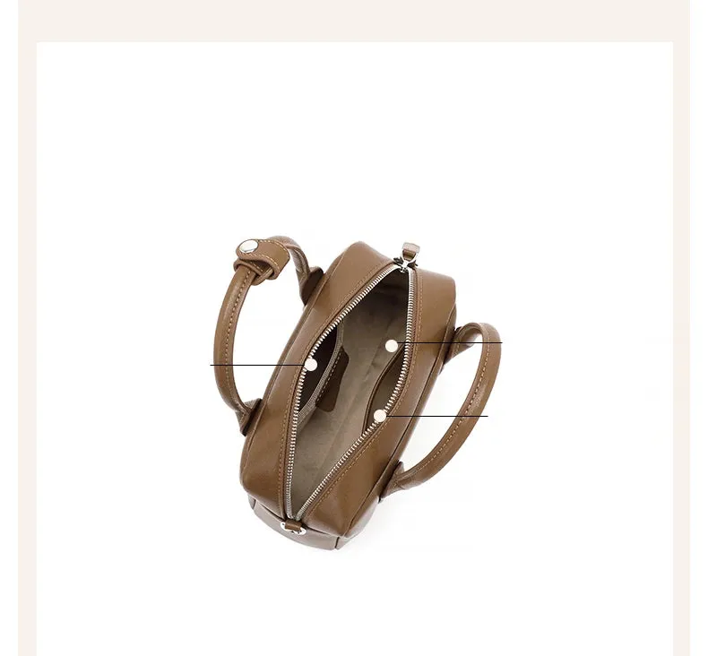 Burminsa Vintage Genuine Leather Pillow Small Shoulder Bags For Women 2025 Luxury Designer Crossbody Purses Tote Ladies Handbags