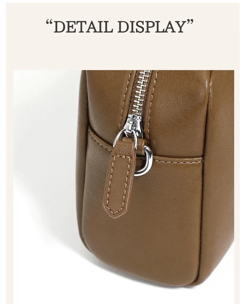 Burminsa Vintage Genuine Leather Pillow Small Shoulder Bags For Women 2025 Luxury Designer Crossbody Purses Tote Ladies Handbags