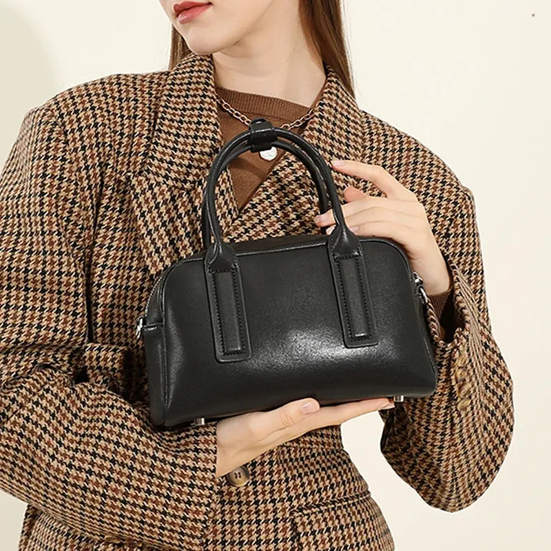 Burminsa Vintage Genuine Leather Pillow Small Shoulder Bags For Women 2025 Luxury Designer Crossbody Purses Tote Ladies Handbags