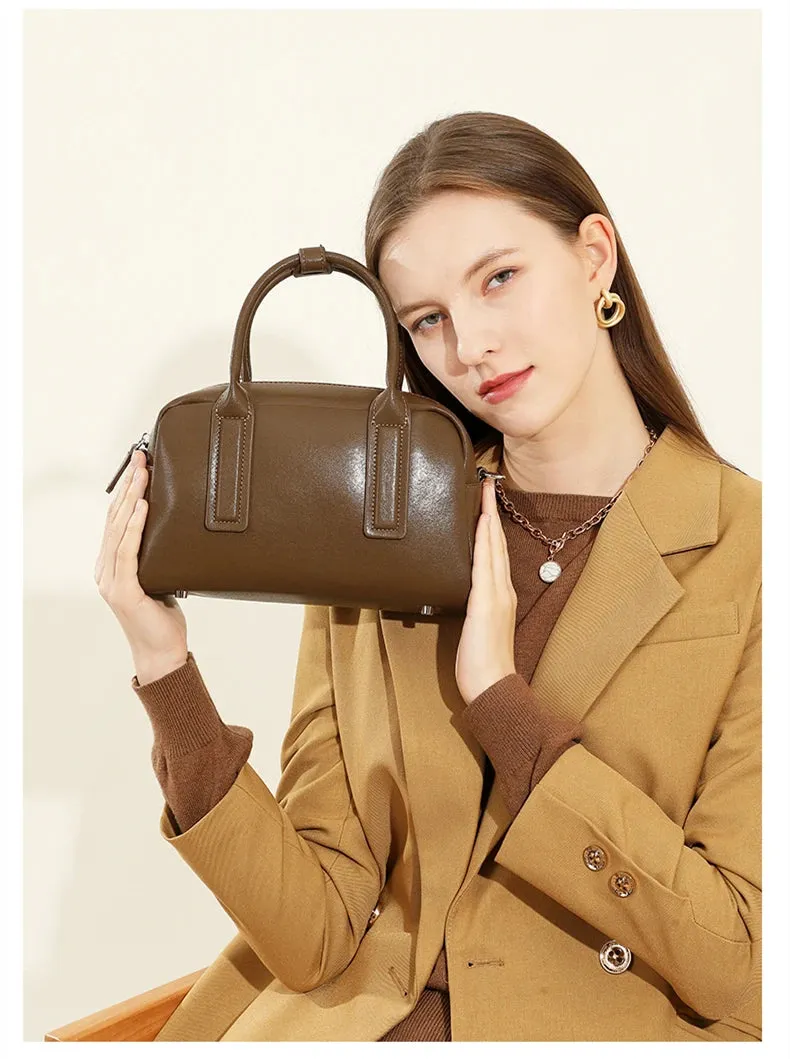 Burminsa Vintage Genuine Leather Pillow Small Shoulder Bags For Women 2025 Luxury Designer Crossbody Purses Tote Ladies Handbags