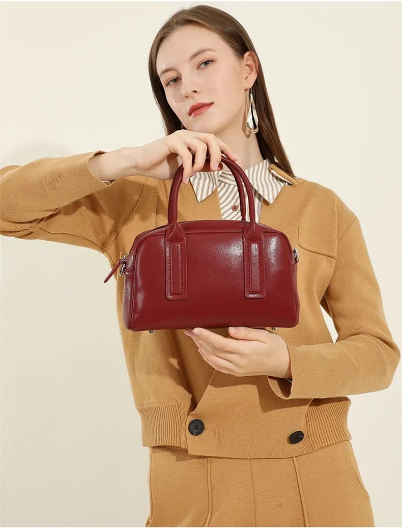 Burminsa Vintage Genuine Leather Pillow Small Shoulder Bags For Women 2025 Luxury Designer Crossbody Purses Tote Ladies Handbags