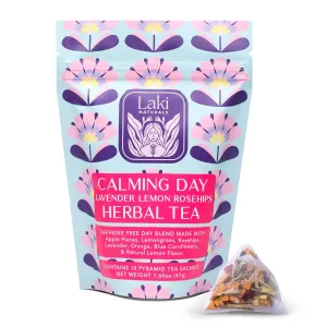 Calming Day Herbal Tea (1.65 oz, Pack of 18 Tea Bags) – Relaxing Caffeine-Free Tea with Lavender, Rosehips and Lemongrass – Gift for focus, clarity, relaxation and wellness