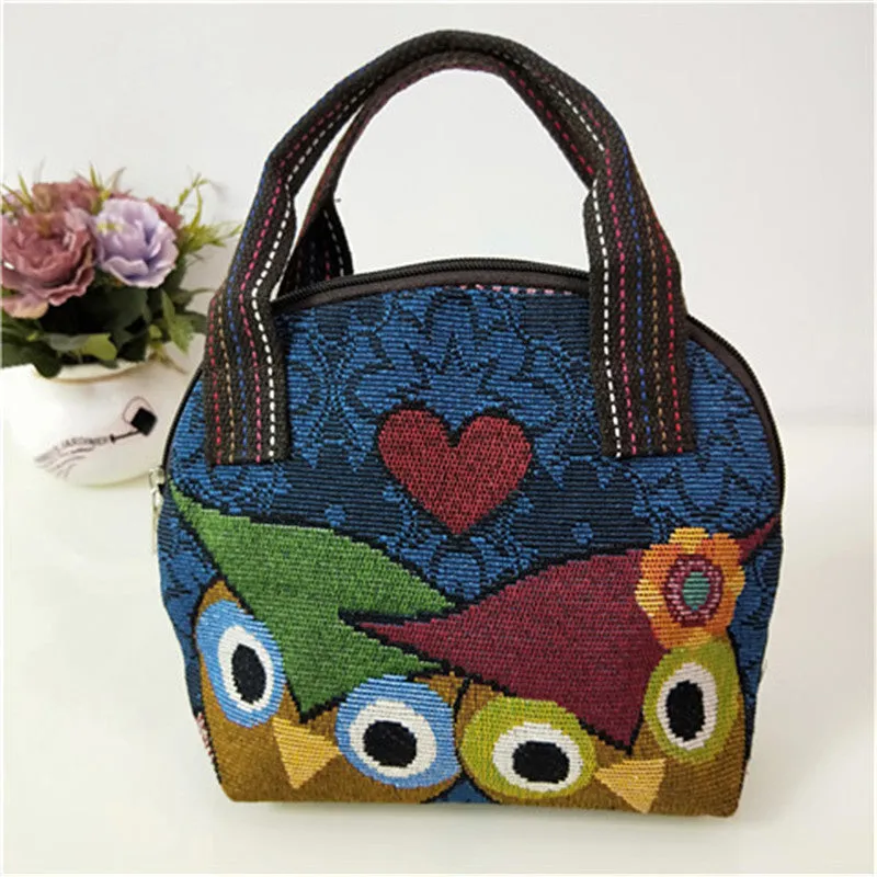 Canvas Embroidered Shell Shape Mobile Change Grocery Handbags