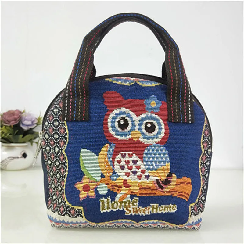 Canvas Embroidered Shell Shape Mobile Change Grocery Handbags