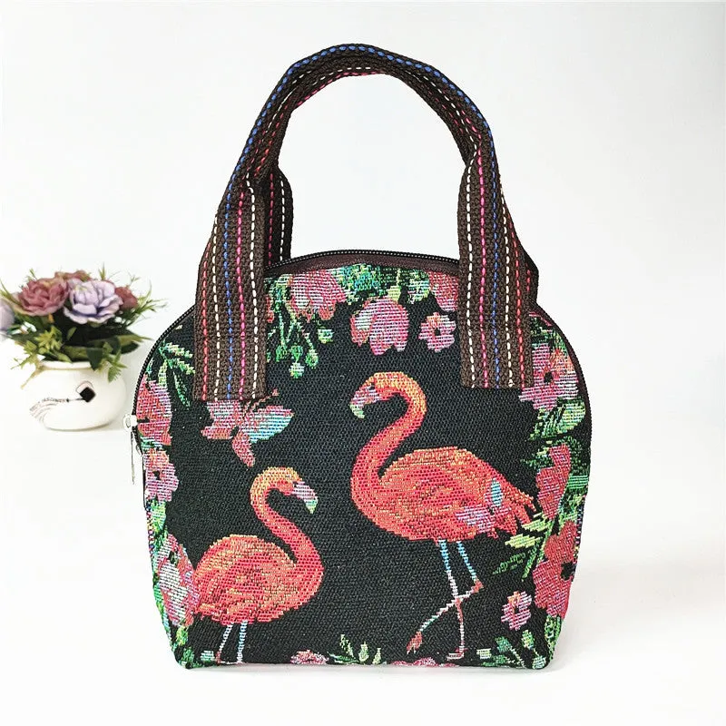 Canvas Embroidered Shell Shape Mobile Change Grocery Handbags