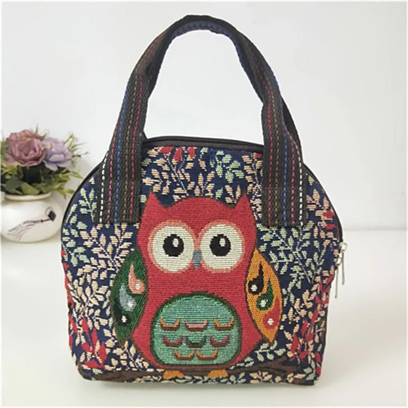 Canvas Embroidered Shell Shape Mobile Change Grocery Handbags