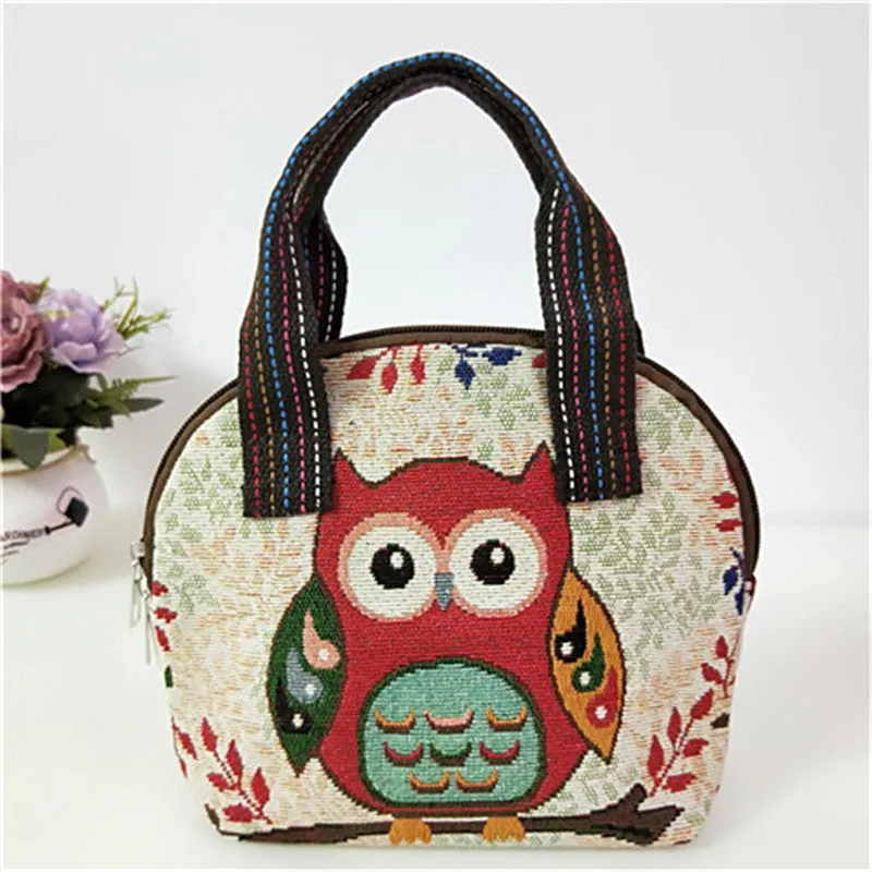 Canvas Embroidered Shell Shape Mobile Change Grocery Handbags