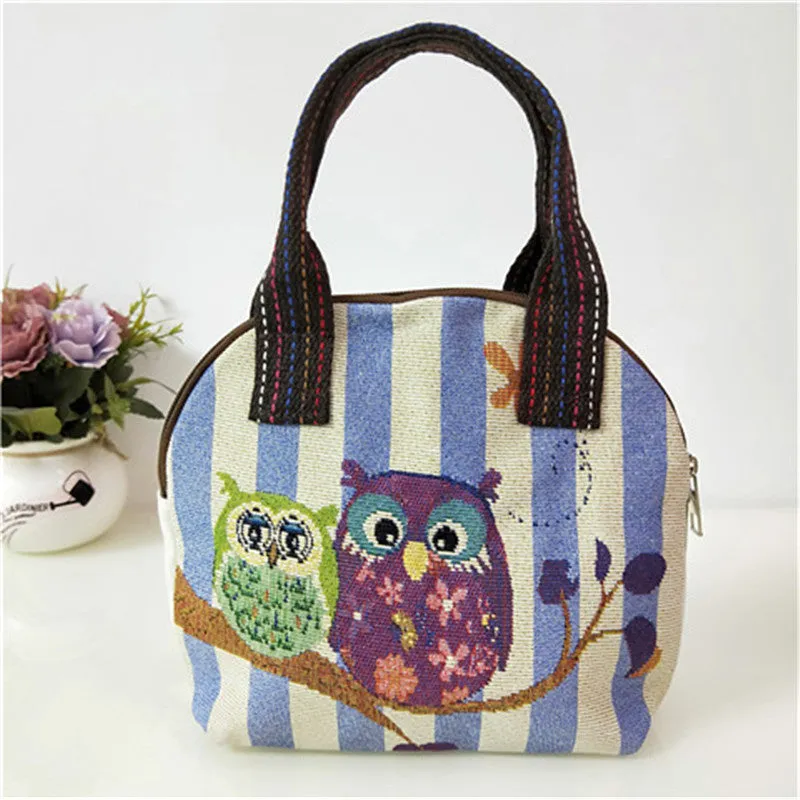 Canvas Embroidered Shell Shape Mobile Change Grocery Handbags