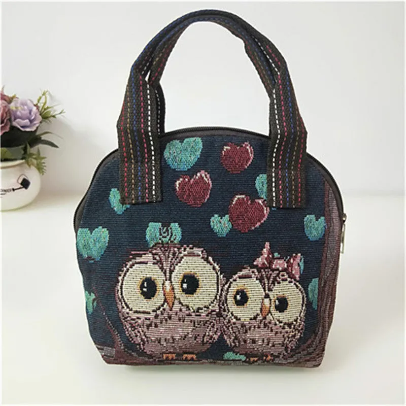 Canvas Embroidered Shell Shape Mobile Change Grocery Handbags
