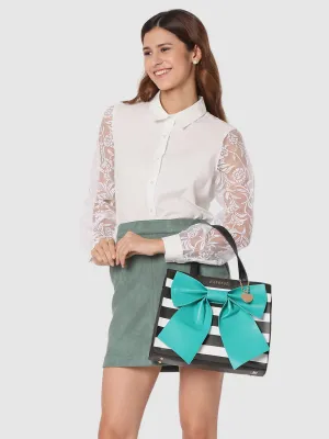 Caprese Emily In Paris Printed Turquoise Satchel Bag