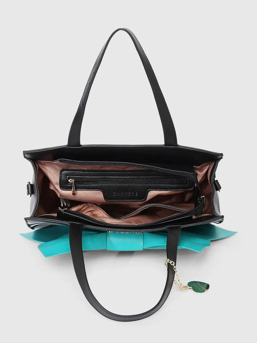 Caprese Emily In Paris Printed Turquoise Satchel Bag