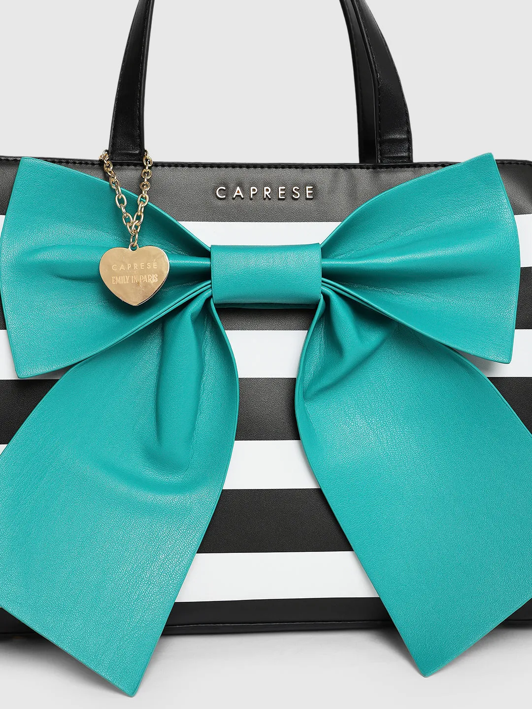Caprese Emily In Paris Printed Turquoise Satchel Bag