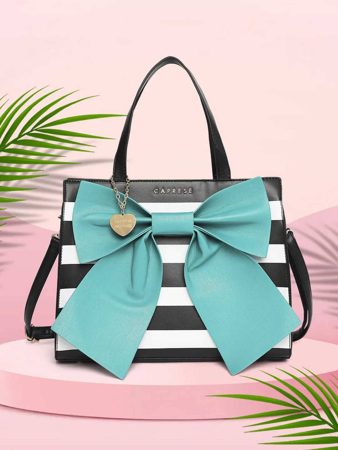 Caprese Emily In Paris Printed Turquoise Satchel Bag