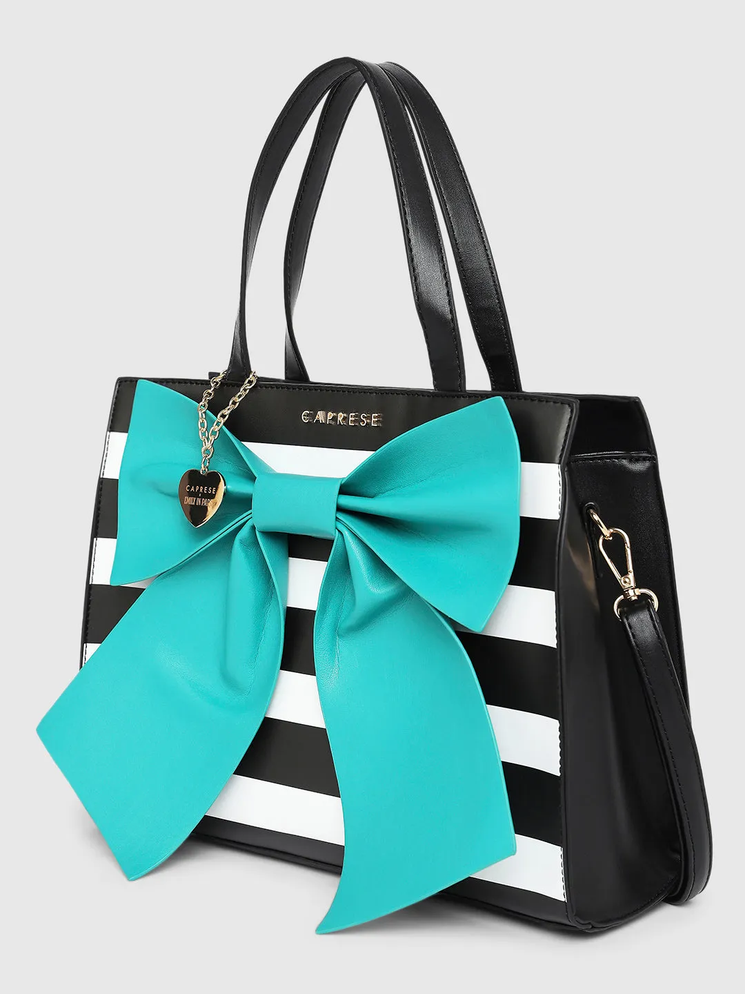 Caprese Emily In Paris Printed Turquoise Satchel Bag