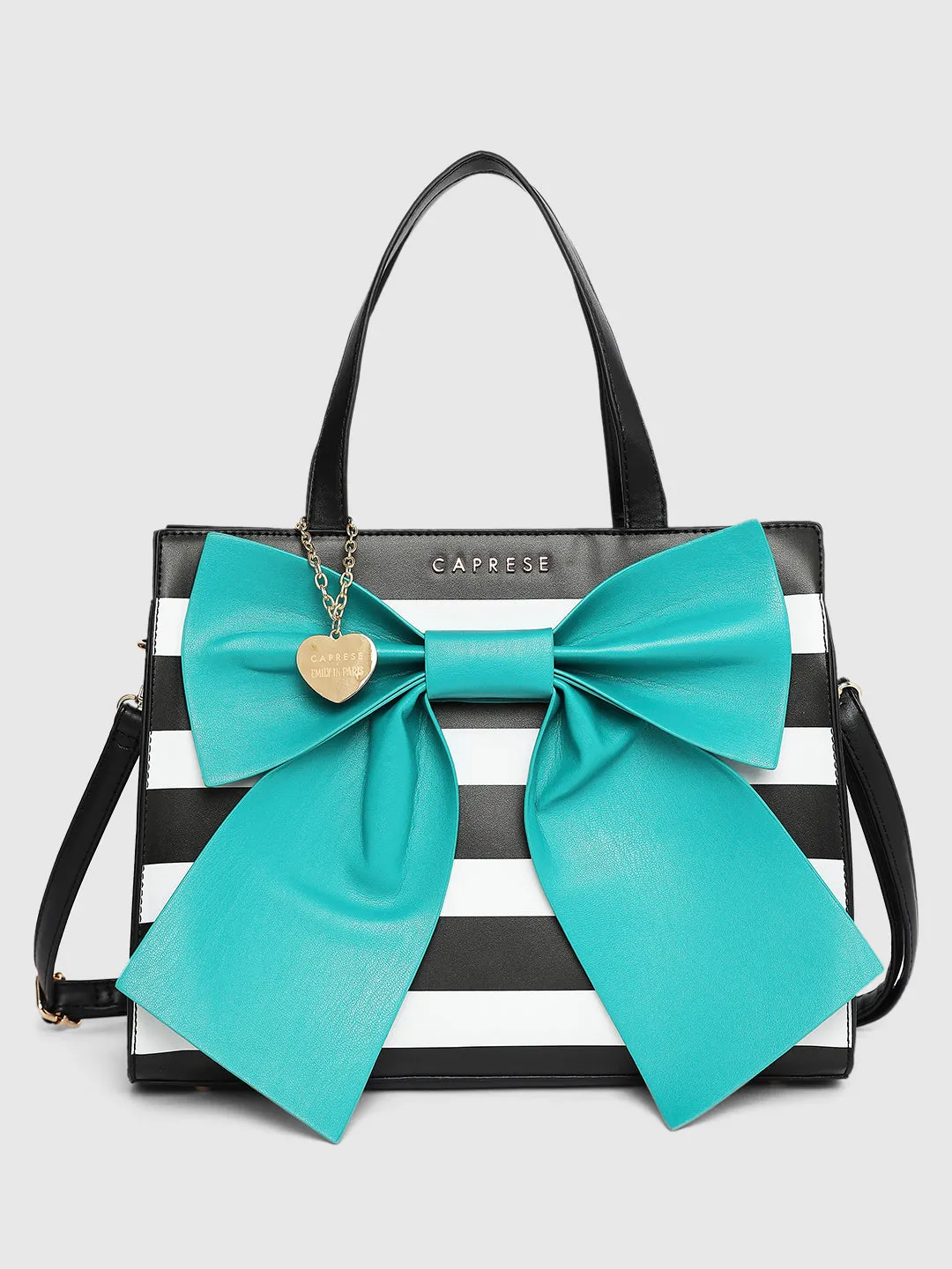 Caprese Emily In Paris Printed Turquoise Satchel Bag