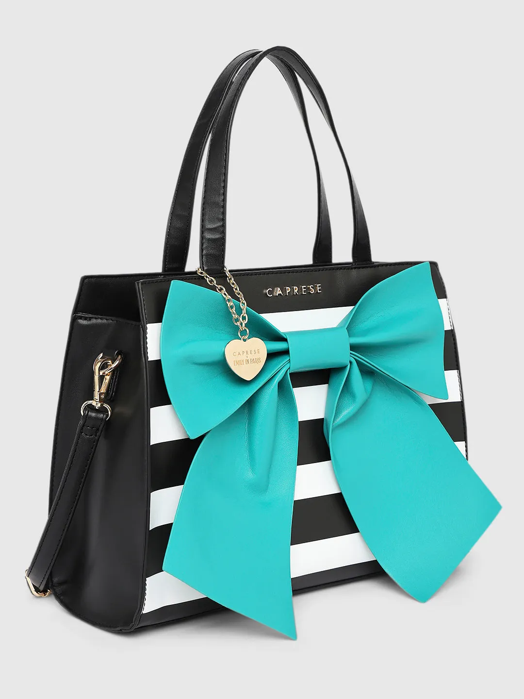 Caprese Emily In Paris Printed Turquoise Satchel Bag