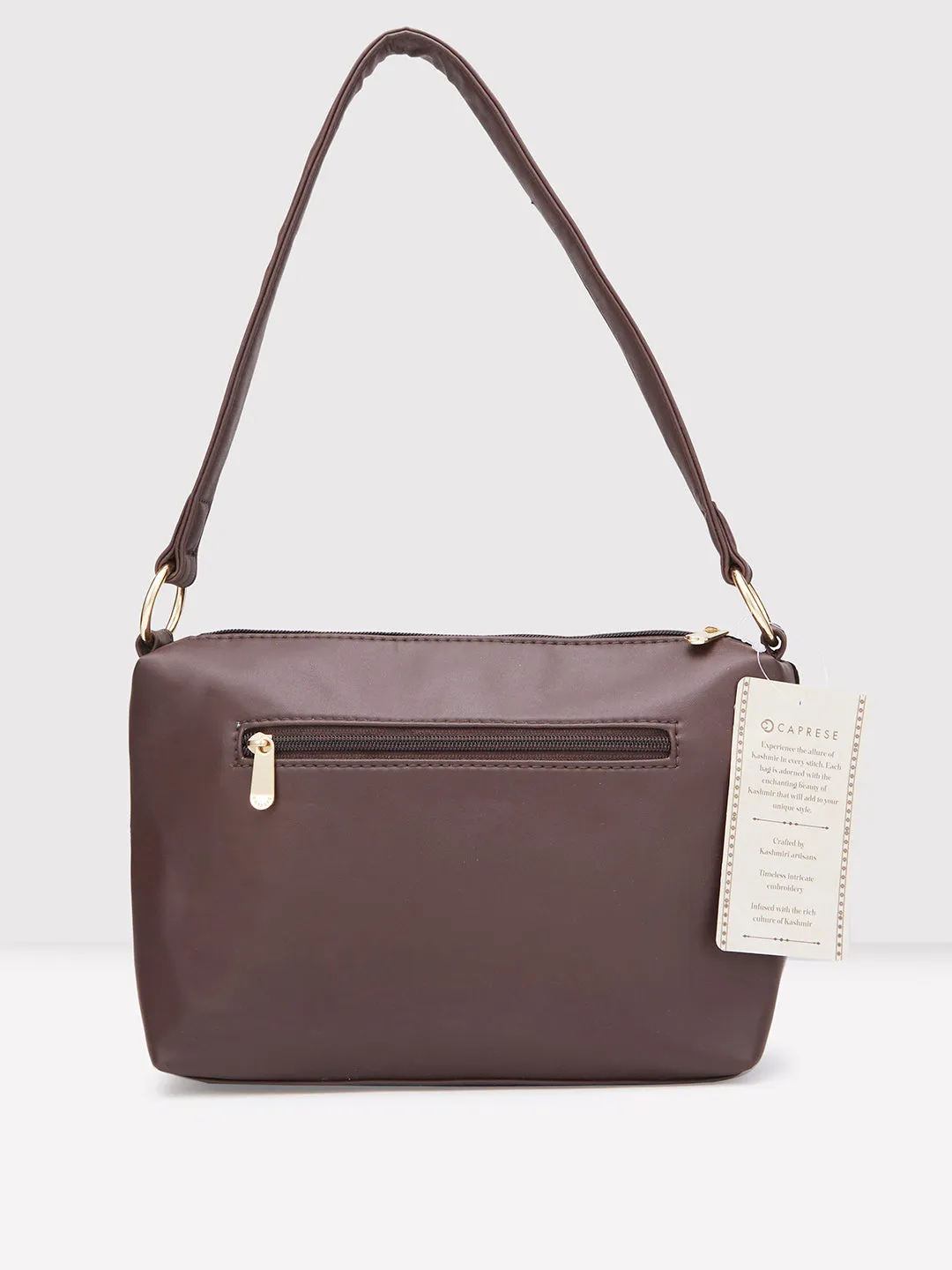 Caprese Tresna Embroidery Brown Crossbody Bag