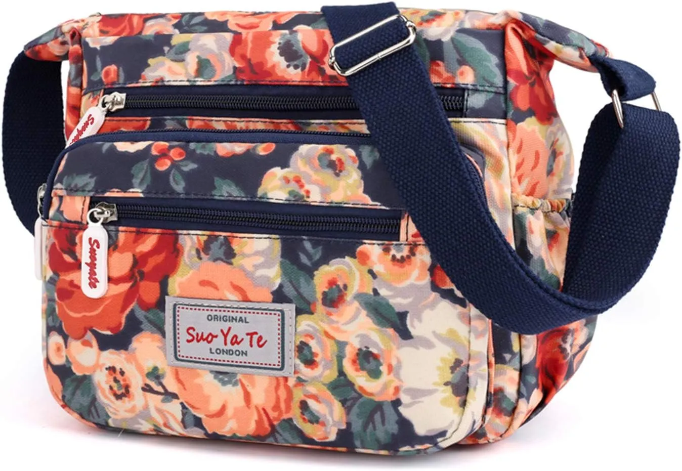 Casual Nylon Floral Shoulder Bag For Women Crossbody Bag Messenger Bags Travel Handbags With Adjustable Strap Waterproof