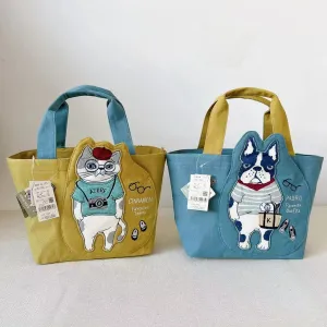 Cat Aero Bull Embroidered Lunch Box Handbags