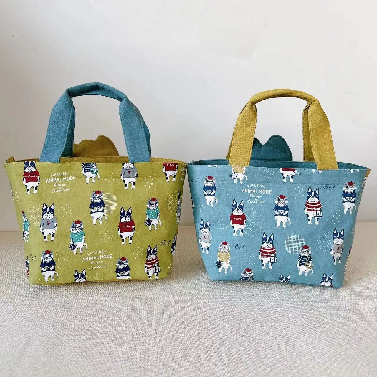 Cat Aero Bull Embroidered Lunch Box Handbags