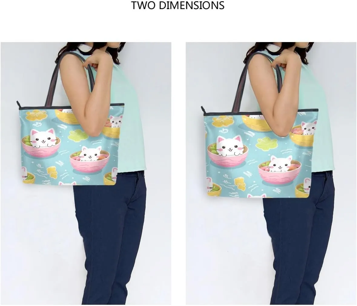 Cat in Bowl Shoulder Bags Large Handle Ladies Handbag