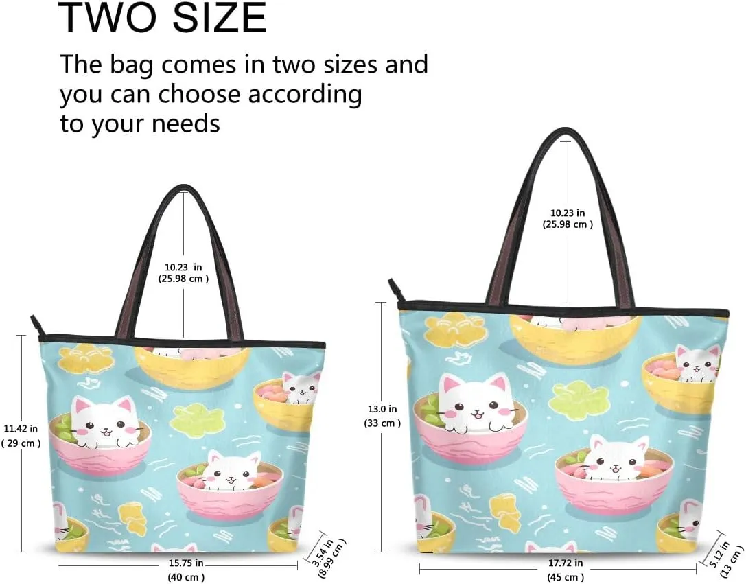 Cat in Bowl Shoulder Bags Large Handle Ladies Handbag