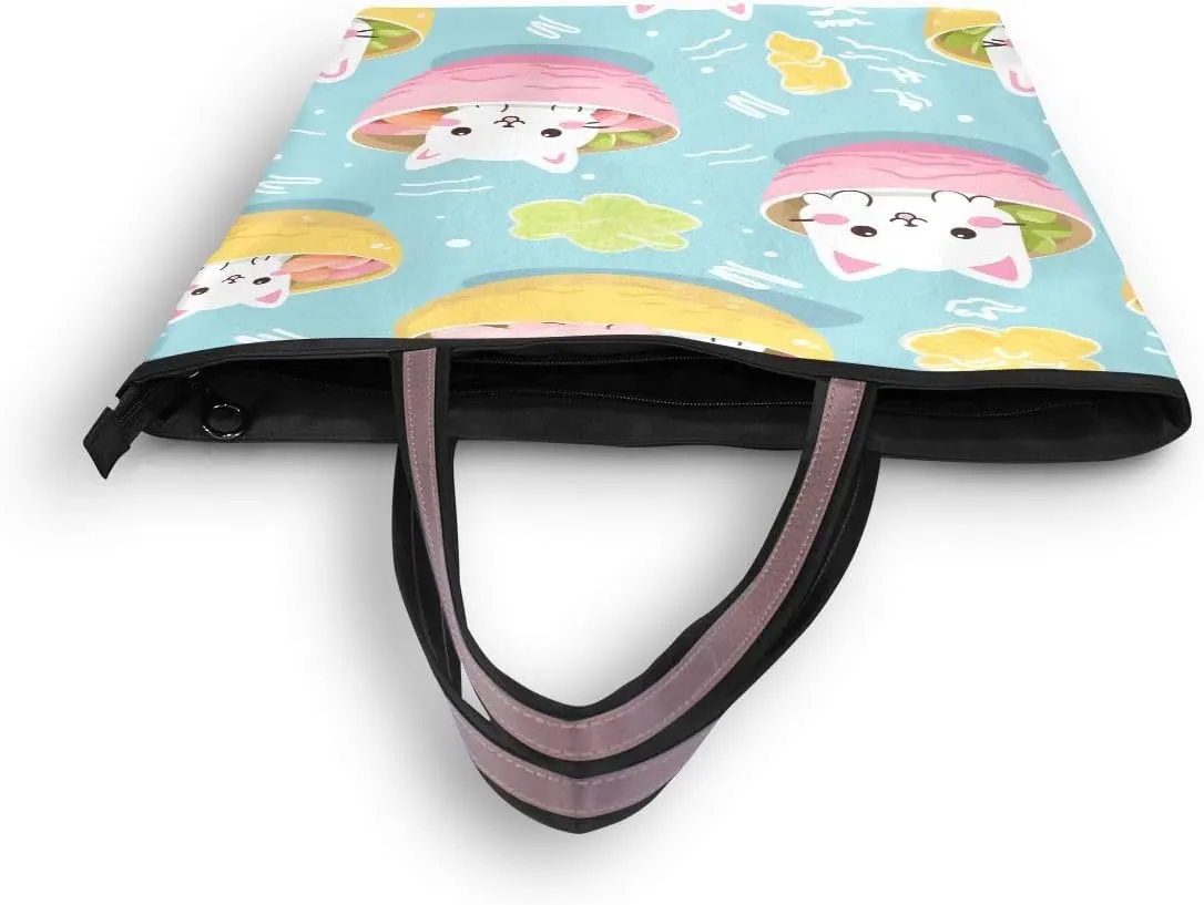 Cat in Bowl Shoulder Bags Large Handle Ladies Handbag