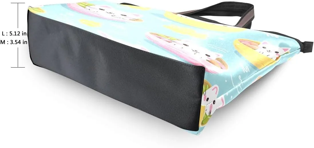 Cat in Bowl Shoulder Bags Large Handle Ladies Handbag