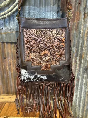 Challenger Western Floral Tooled Cowhide Concealed Carry Bag