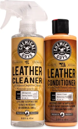 Chemical Guys SPI_109_16 Leather Cleaner and Conditioner Kit for Use on Leather Apparel, Furniture, Car Interiors, Shoes, Boots, Bags & More (2 - 16 fl oz Bottles)