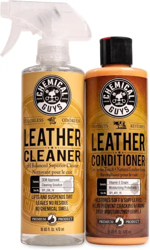 Chemical Guys SPI_109_16 Leather Cleaner and Conditioner Kit for Use on Leather Apparel, Furniture, Car Interiors, Shoes, Boots, Bags & More (2 - 16 fl oz Bottles)