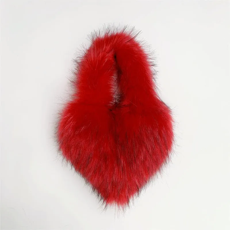 Children's Size Heart Imitation Raccoon Fur Plush Handbags