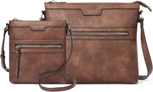 CHOLISS [Brown *2] Crossbody Bags for Women Medium Size & Small Size