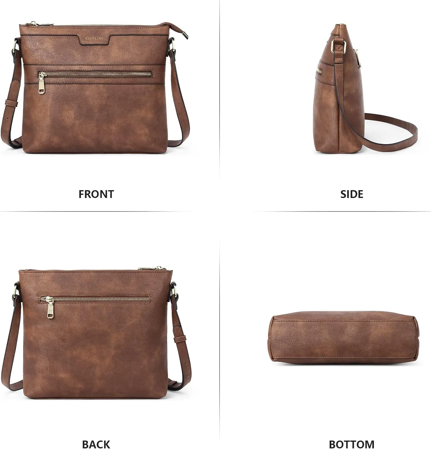 CHOLISS Large Crossbody Bags for Women, Medium Size Purses for Women with Vegan Leather