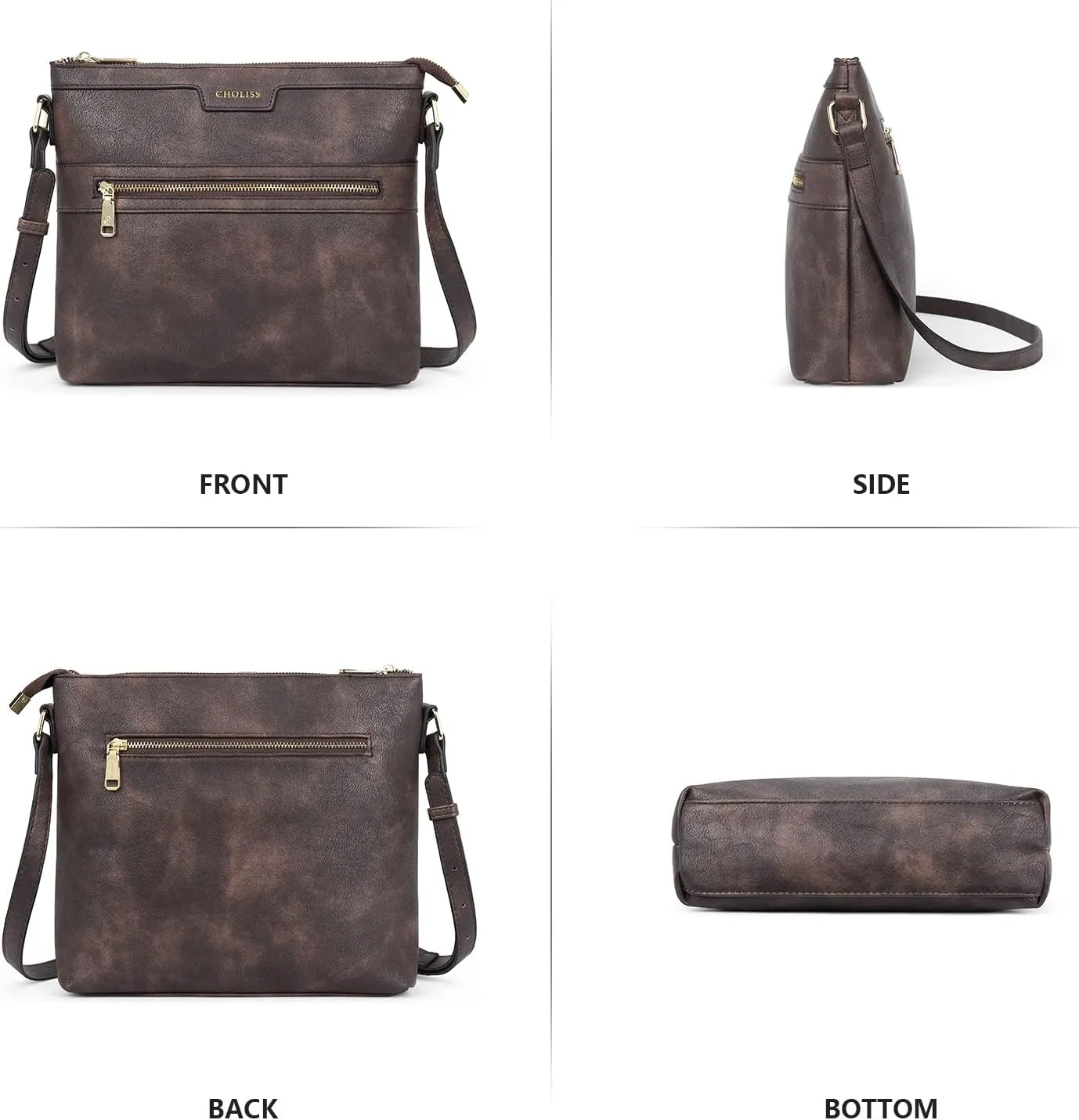 CHOLISS Large Crossbody Bags for Women, Medium Size Purses for Women with Vegan Leather