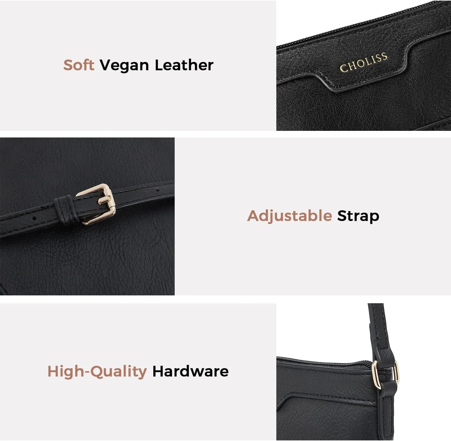 CHOLISS Mini Crossbody Bags for Women, Small Purses for Women with Vegan Leather, Travel Over Shoulder Bag