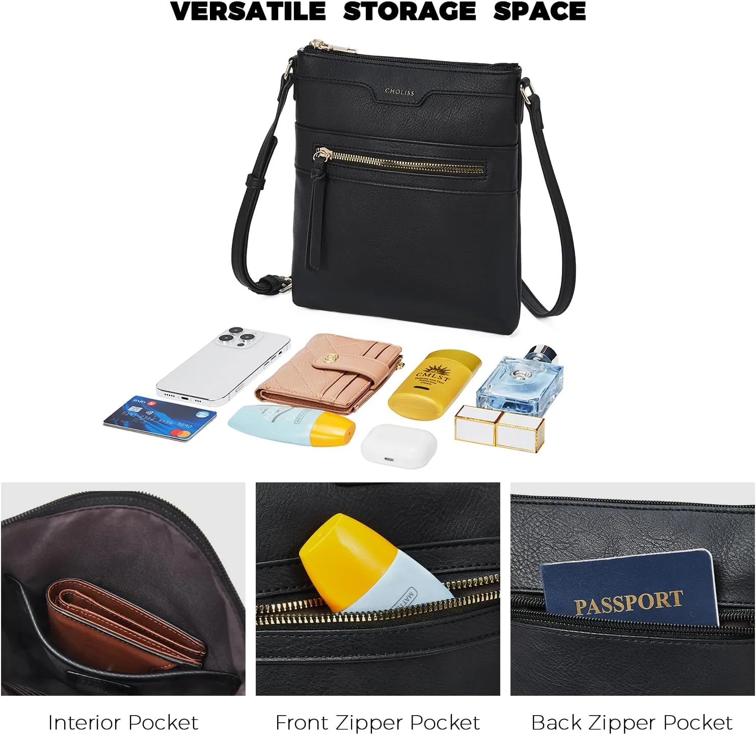 CHOLISS Mini Crossbody Bags for Women, Small Purses for Women with Vegan Leather, Travel Over Shoulder Bag