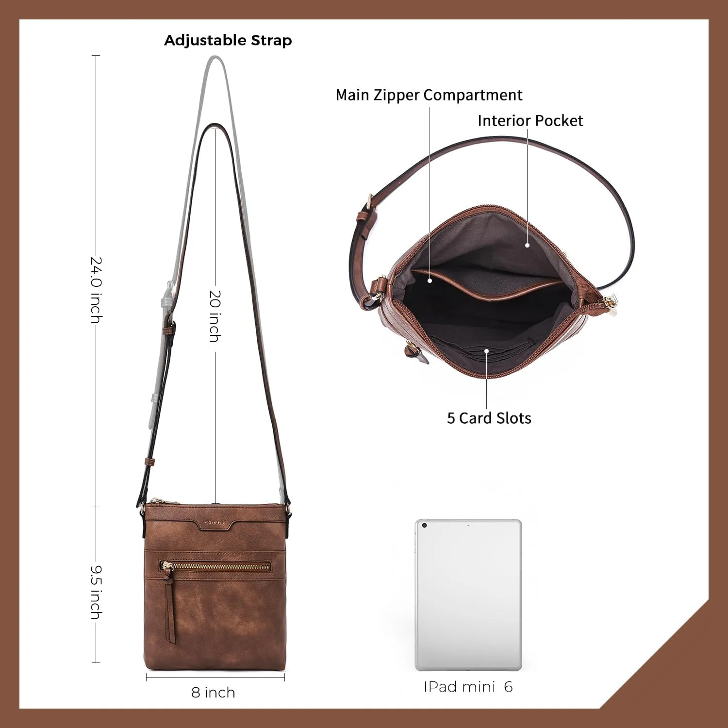 CHOLISS Mini Crossbody Bags for Women, Small Purses for Women with Vegan Leather, Travel Over Shoulder Bag