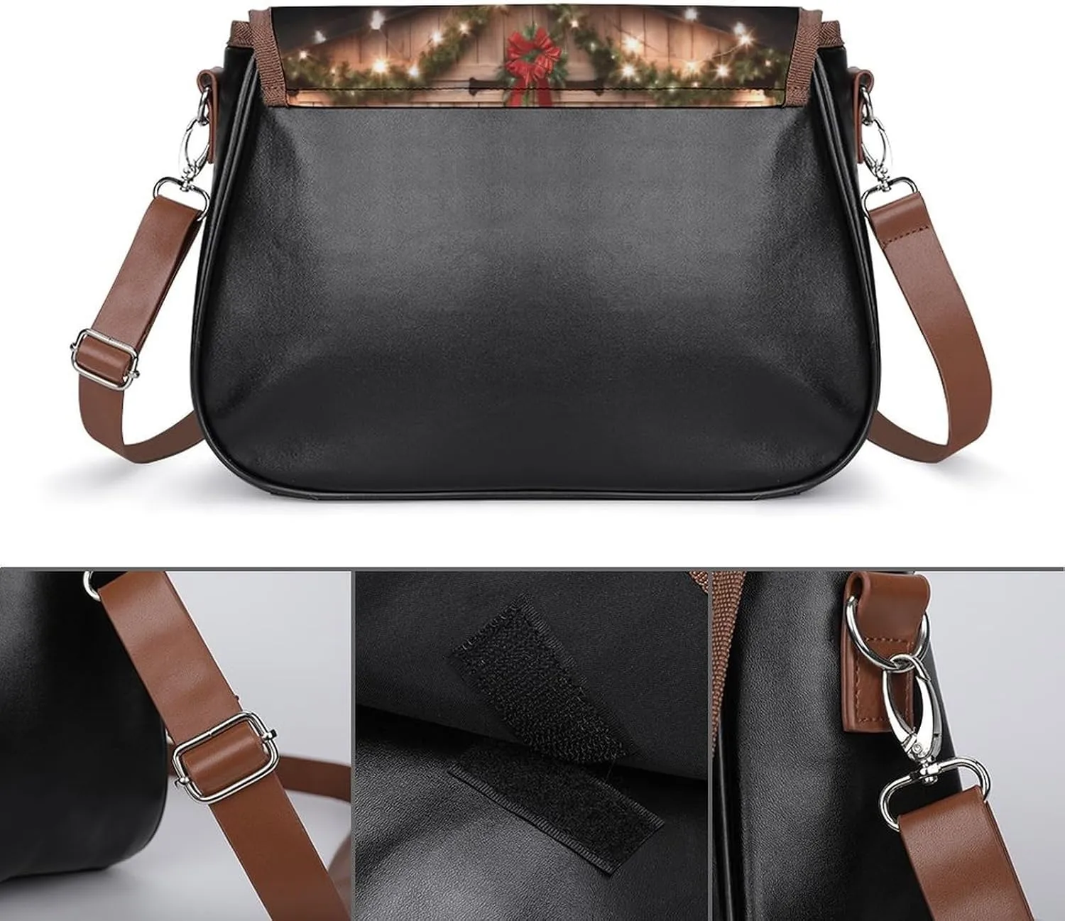Christmas Barn Door Crossbody Bags for Women,PU Leather Tote Bag for Women,Shoulder Bag Purse for Work Shopping Travel