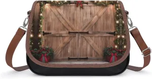 Christmas Barn Door Crossbody Bags for Women,PU Leather Tote Bag for Women,Shoulder Bag Purse for Work Shopping Travel