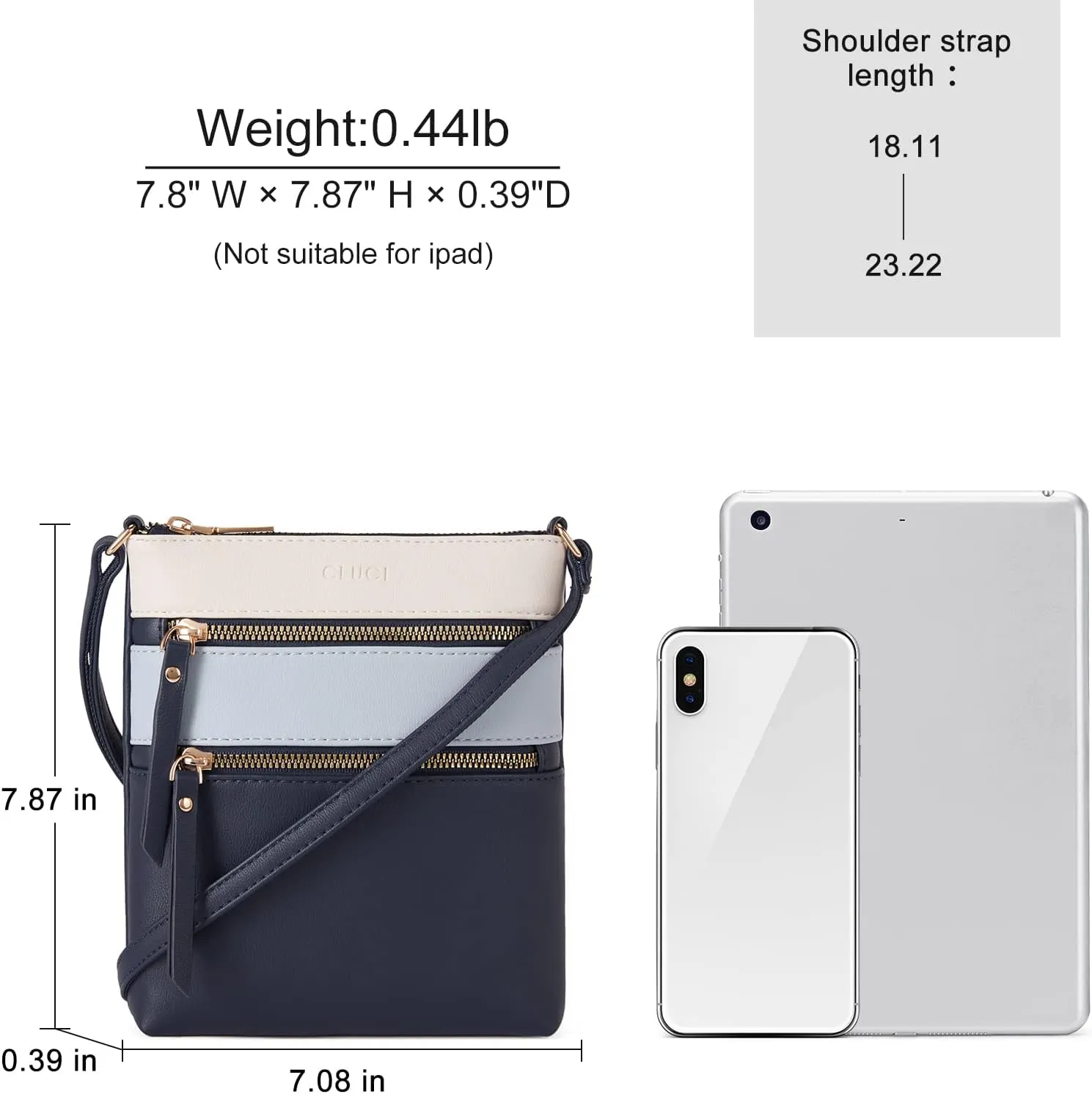CLUCI Crossbody Purses for Women, Medium Size Zipper Pocket Adjustable Strap, Soft Leather Women's Shoulder Handbags