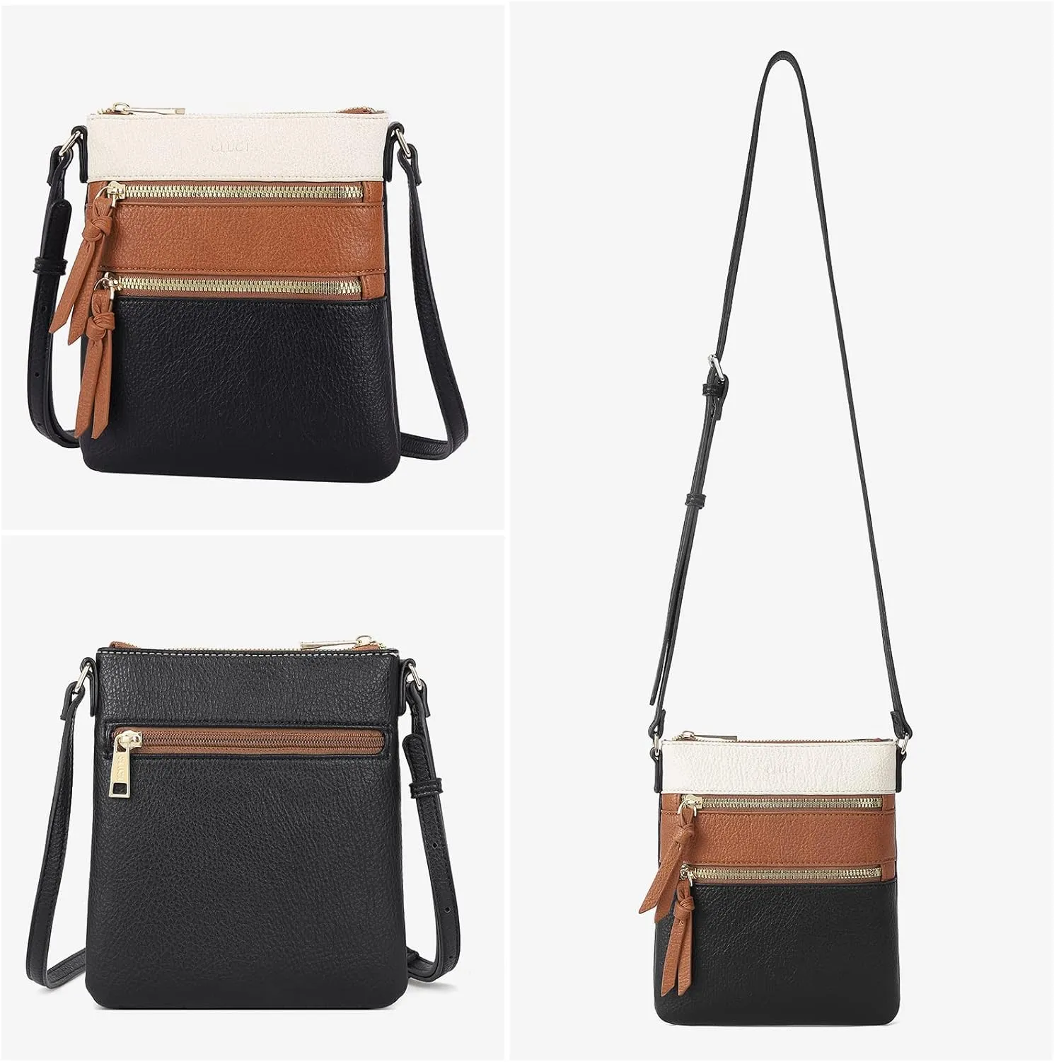 CLUCI Crossbody Purses for Women, Medium Size Zipper Pocket Adjustable Strap, Soft Leather Women's Shoulder Handbags