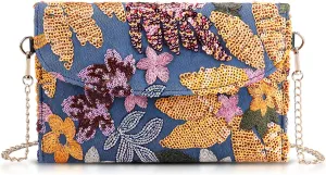 Clutch Purses for Women, Envelope Package, Sequin Embroidered Flowers Cowboys Bag, Bohemian Handmade Handbags