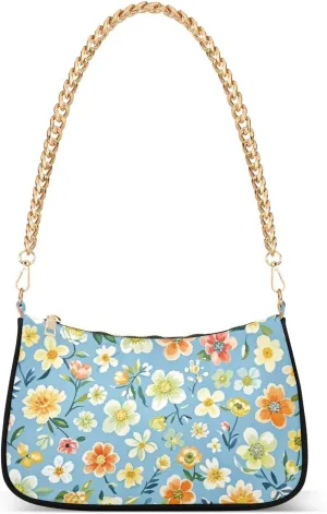 Clutch Purses for Women Trendy Chain Tote Bag Shoulder Handbags Floral Design Graduation Gifts for Her, Multi8