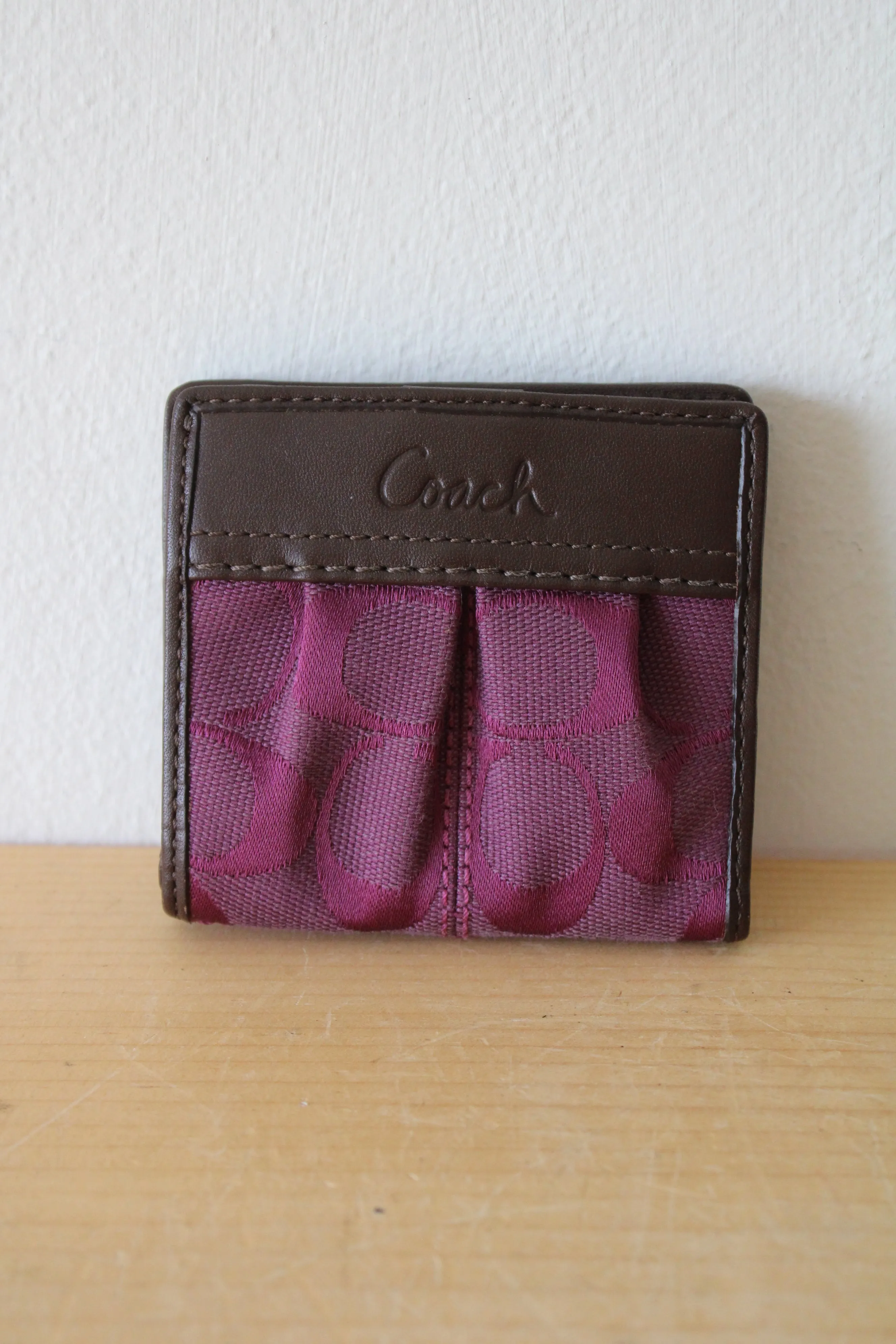 Coach Pleated Purple Canvas Wallet