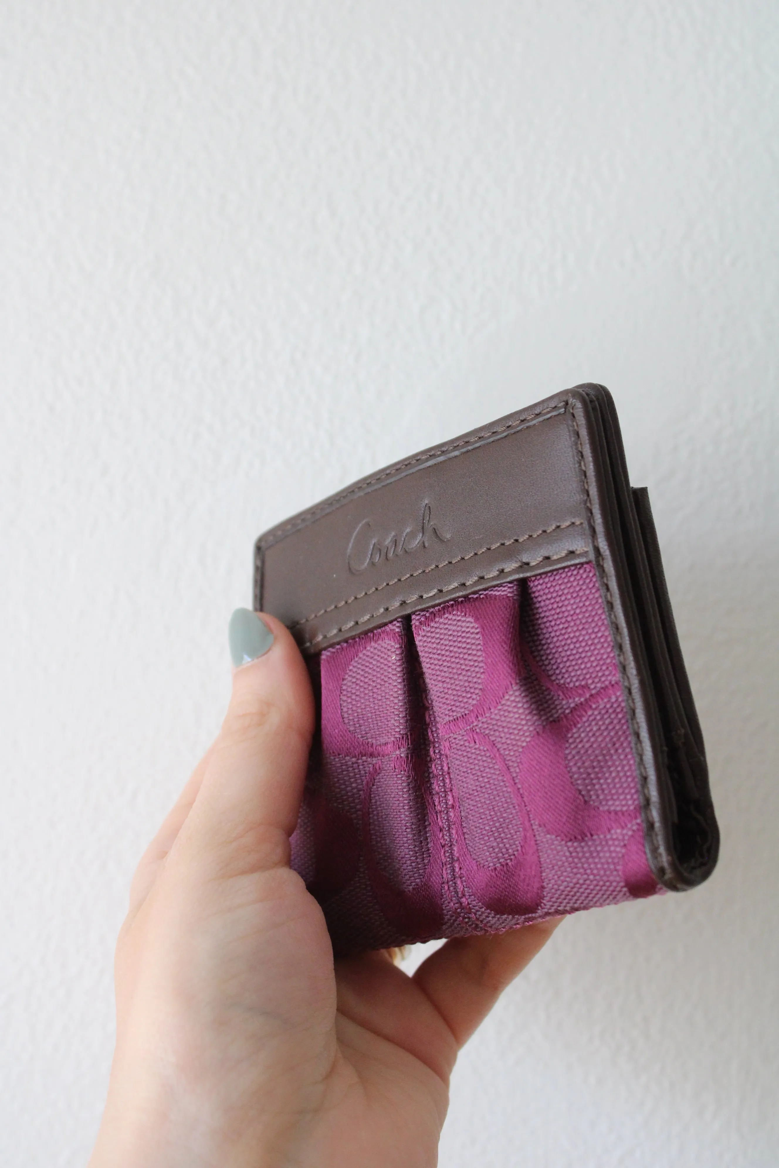 Coach Pleated Purple Canvas Wallet