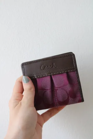 Coach Pleated Purple Canvas Wallet